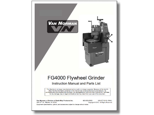 Model FG4000 Flywheel Grinder Manual